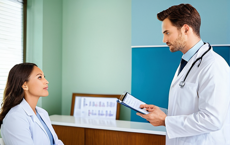 난임 검사의 종류와 비용 - **Prompt 1: Initial Fertility Clinic Consultation**
"A modern, well-lit fertility clinic consult...