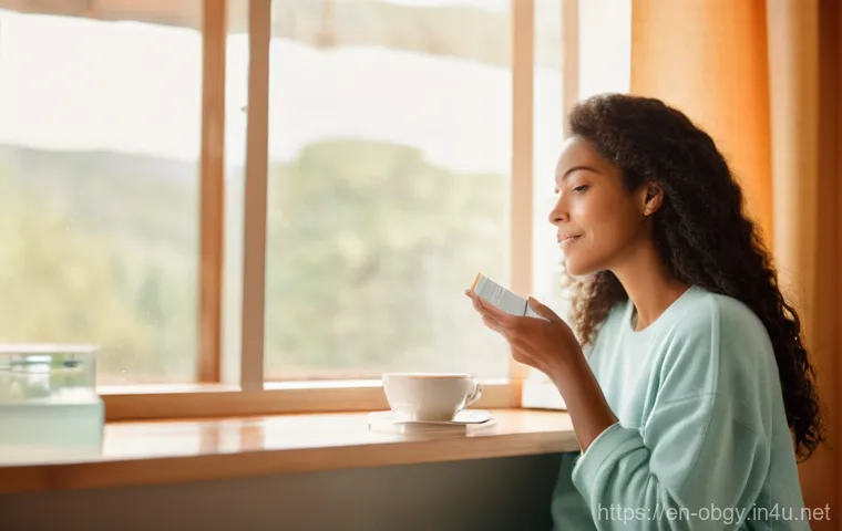 배란테스트기 사용법과 추천 제품 - **Prompt:** A serene, contemplative woman in her late 20s to early 30s, fully clothed in soft, comfo...