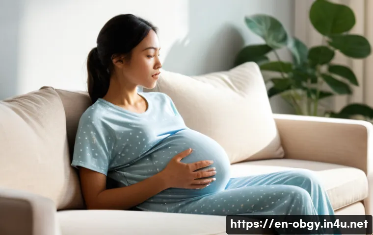 출산 전후 호르몬 변화와 대처법 - **Prompt:** A young woman, early in her pregnancy, sitting on a soft couch in a cozy, sunlit living ...